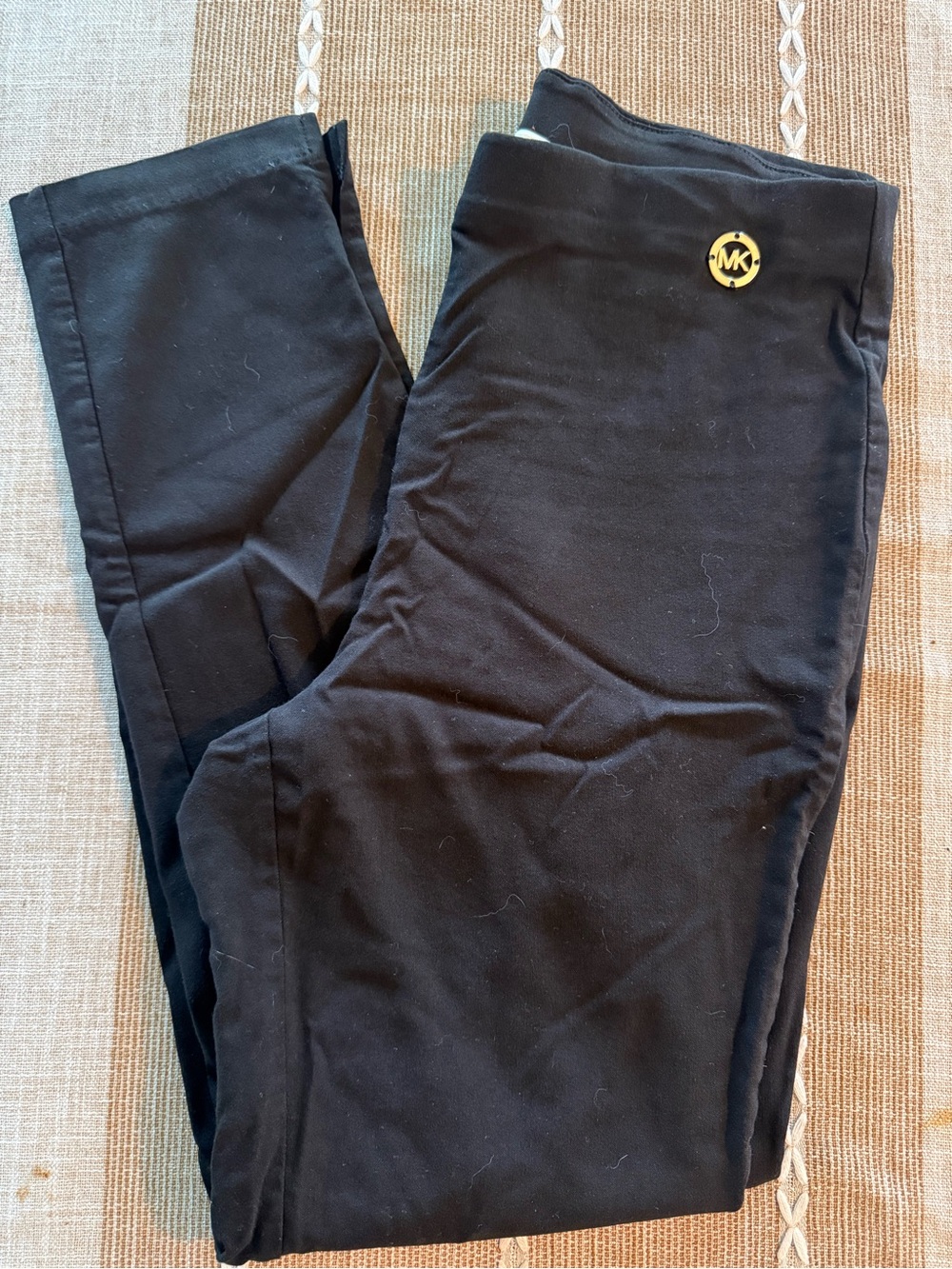 Michael Kors Black Leggings with Gold MK Accent